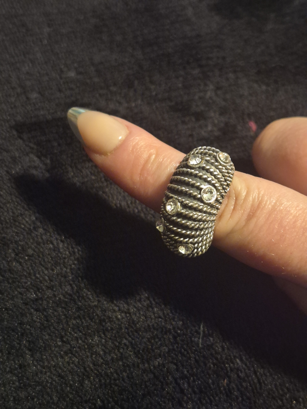 Silver Tone Rhinestone Statement Ring - Picture 6 of 6